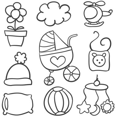 Bebek nesne koleksiyonu stokunun doodle
