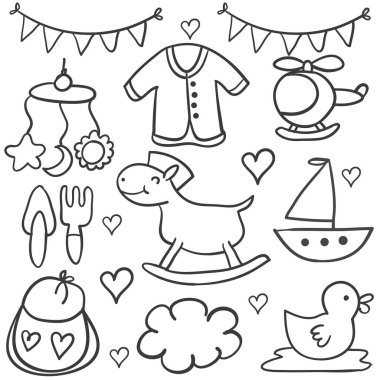 Bebek öğe koleksiyonu stokunun doodle