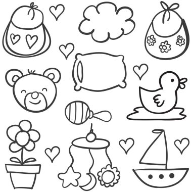 Vektör sanat bebek Tema Doodles