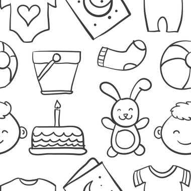Baby Tema koleksiyonu stokunun doodles