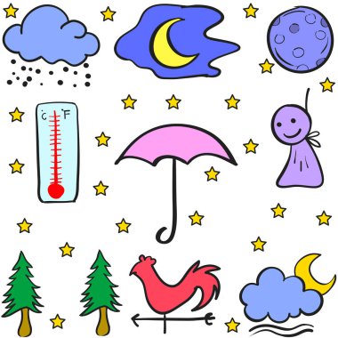 Hava nesne dizi doodle