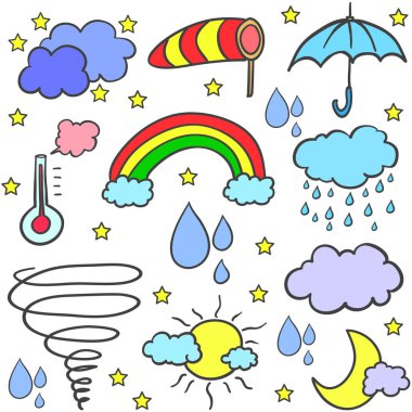 Hava teması çeşitli doodle öğesi