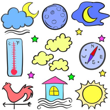 Hava ile bulut güneş ay doodle