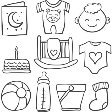 Bebek Tema oyuncak pasta ile doodle