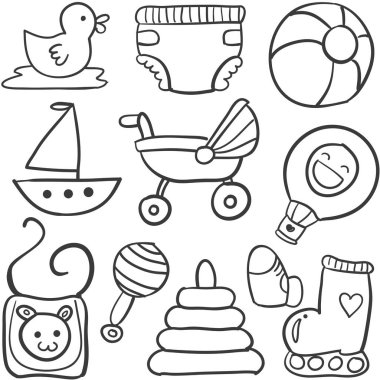 Nesne bebek Stil kümesi doodle