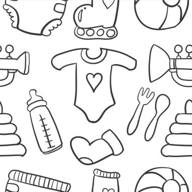 Öğe bebek beyaz arka plan üzerinde doodle