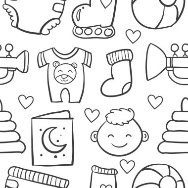 Doodle bebek nesne tasarlamak vektör ayarla