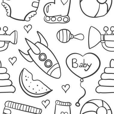 Beyaz arka plan üzerinde bebek öğesinin doodle