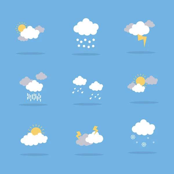 Ilustrace počasí ikony plochých Vector — Stockový vektor