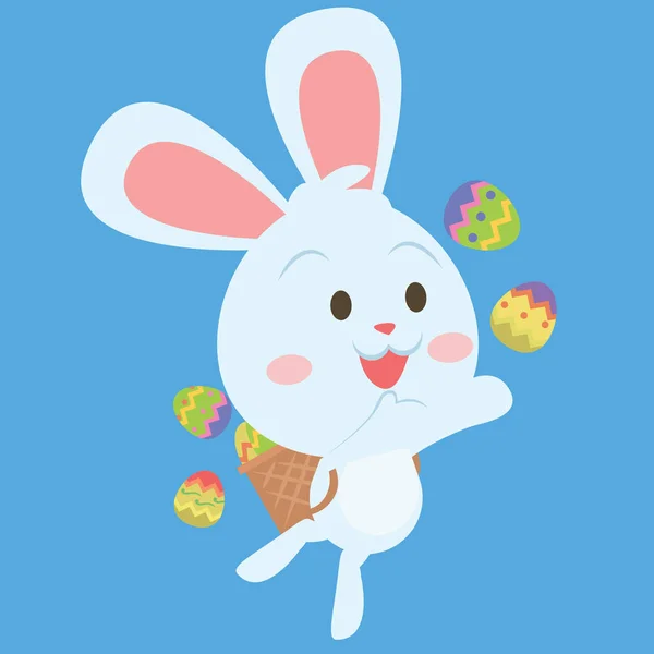 Feliz Pascua huevo conejito carácter — Vector de stock