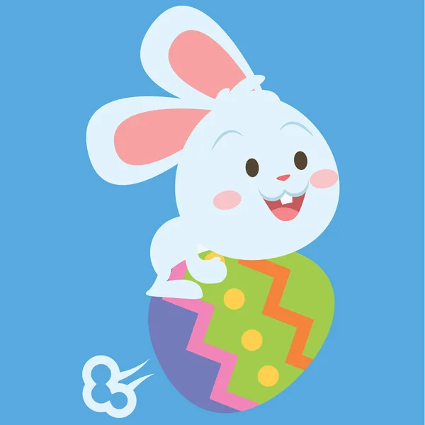 Bunny vuelo con huevo estilo Pascua tema — Vector de stock