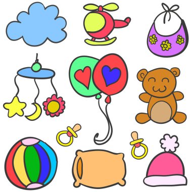 Doodle nesne bebek koleksiyonu ayarla