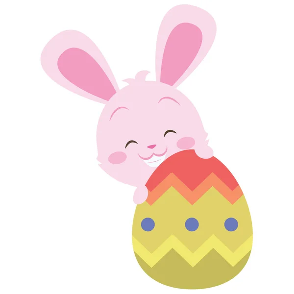 Lindo conejito con diseño de huevo de Pascua — Vector de stock