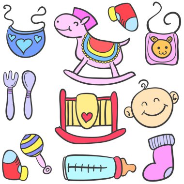 Çeşitli stil bebek karalamalar oyuncak