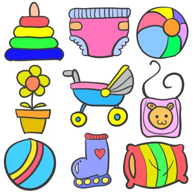 Çeşitli karalamalar Bebek öğe kümesi