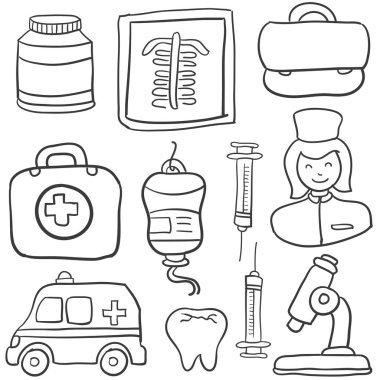 Öğe tıbbi dizi doodle