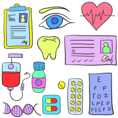 Nesne tıbbi tasarım kümesi doodle