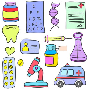 Tıbbi çeşitli unsuru doodle