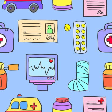 Doodle tıbbi stil karikatür