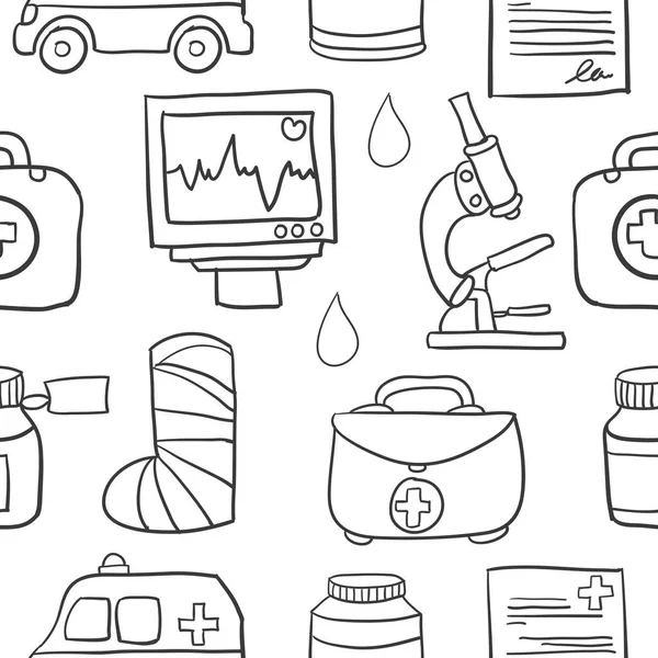 Doodle de l'illustration d'élément médical — Image vectorielle