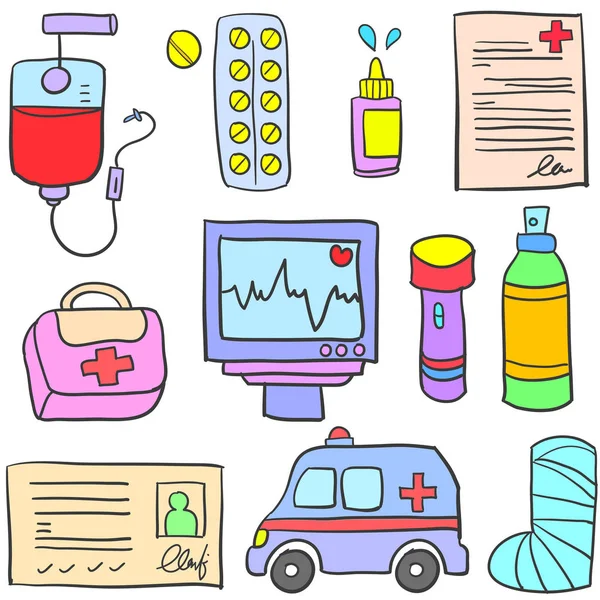 Objet médical de doodle set — Image vectorielle