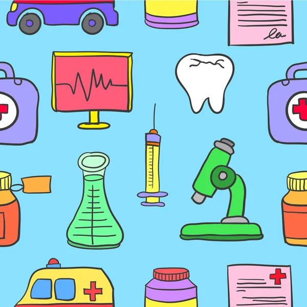 Élément médical de doodle ensemble — Image vectorielle