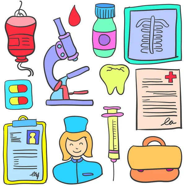 Nesne tıbbi tasarım vektör Doodle