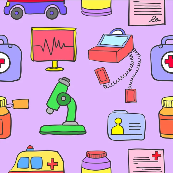 Arta vectorială a setului de doodle medical — Vector de stoc