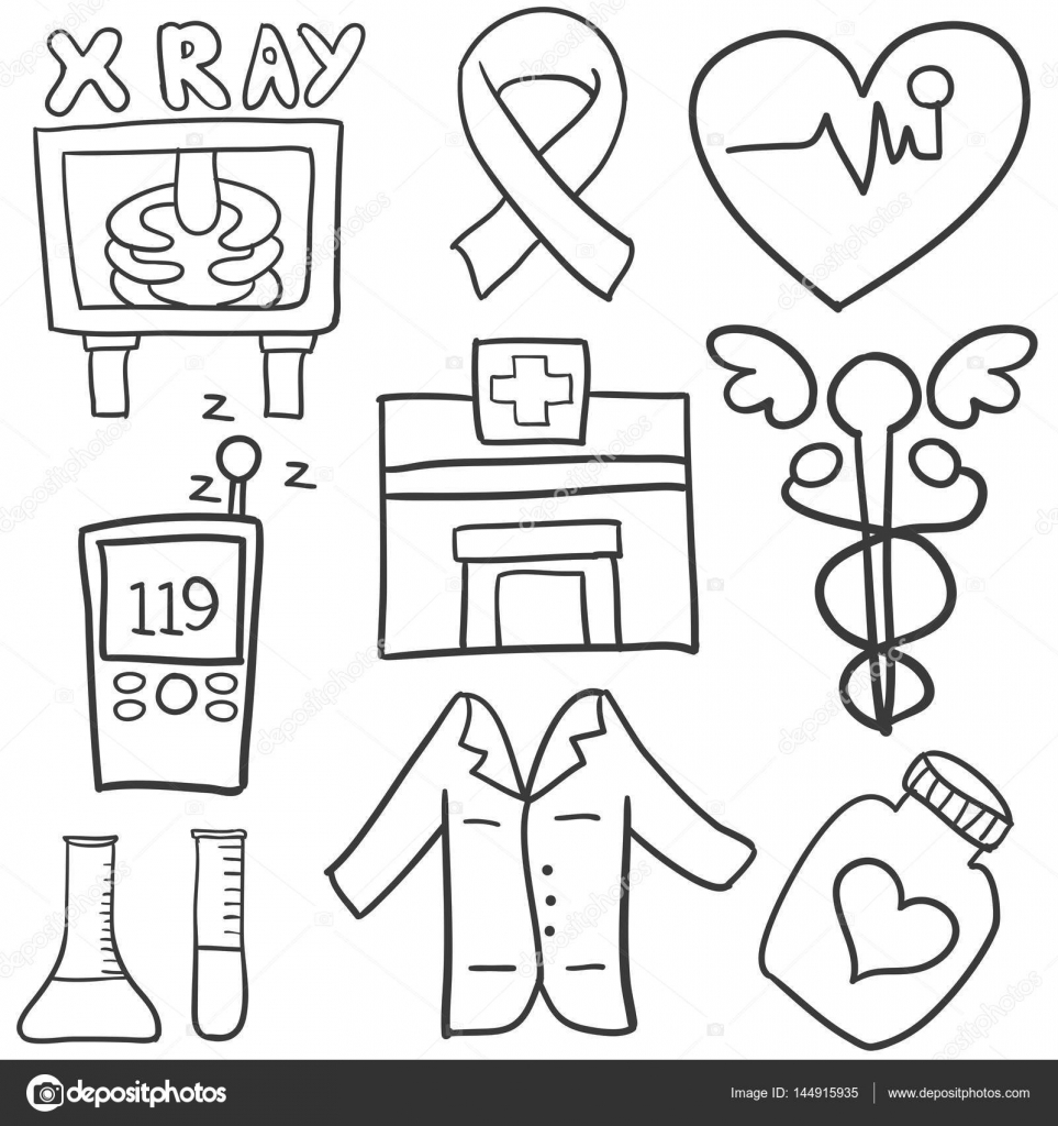 Doodle Of Health Medical Object Stock Vector Kongvector 144915935