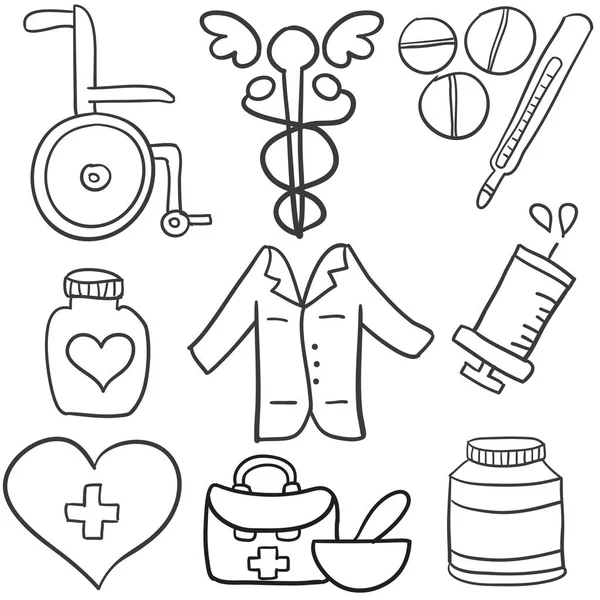 Doodle di illustrazione elemento medico — Vettoriale Stock