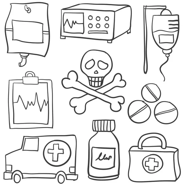 Set de elemente doodles medicale — Vector de stoc