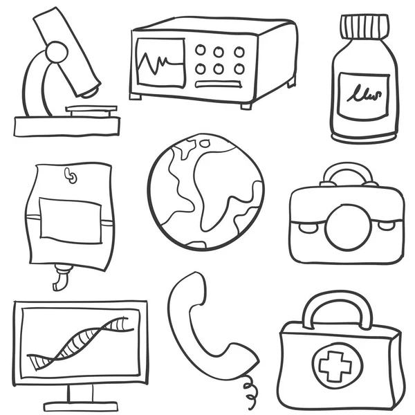 Set element medische gezondheid doodles — Stockvector