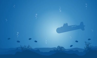 Silhouette denizaltı ve okyanus balık