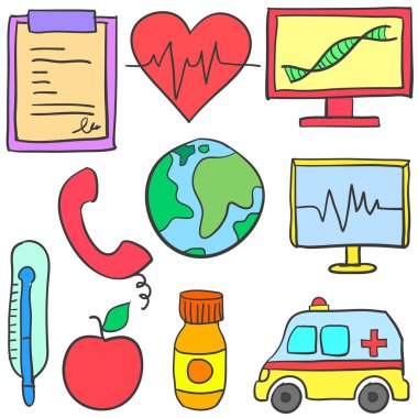 İllüstrasyon vektör tıbbi öğesinin doodles