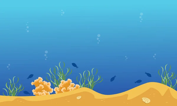 Raccolta di paesaggi sottomarini con barriera corallina e pesci — Vettoriale Stock