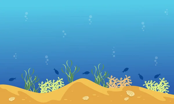 Krajina pod vodou stylu s rybami — Stockový vektor