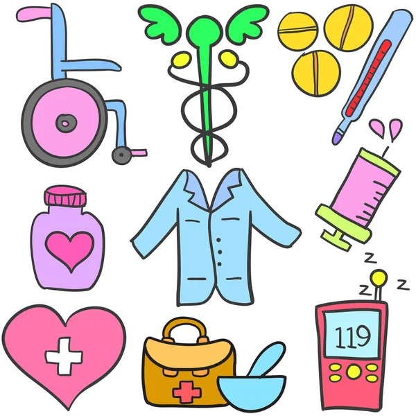 Illustration of element medical doodles — Stock Vector