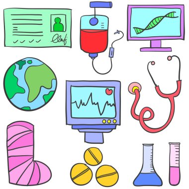 Öğe tıbbi sağlık Doodles