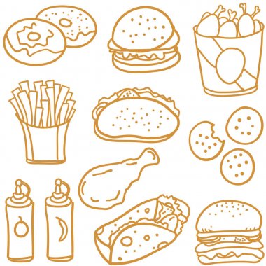 İllüstrasyon vektör yiyecek çeşitli karalamalar