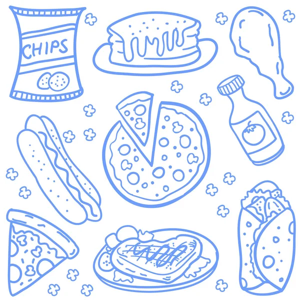 Doodle of various food set — Stock Vector