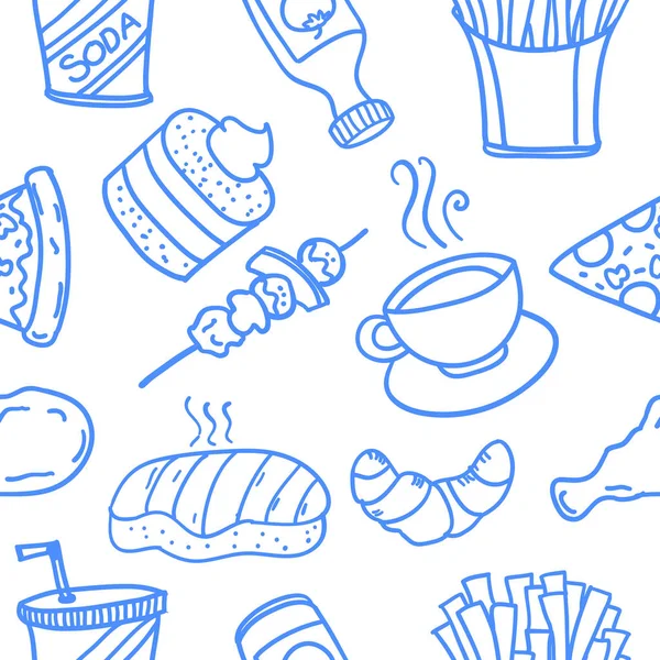 Collection of food doodle style design — Stock Vector