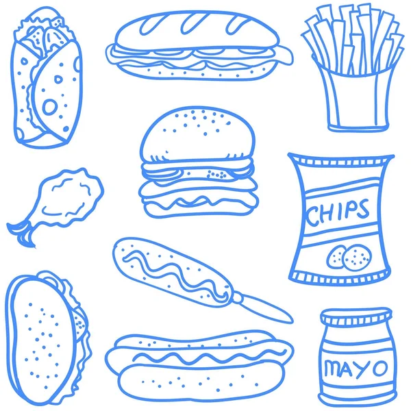 Разнообразный набор продуктов питания — стоковый вектор
