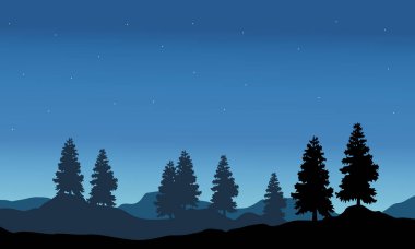 Doğa manzara siluet vektör çizim