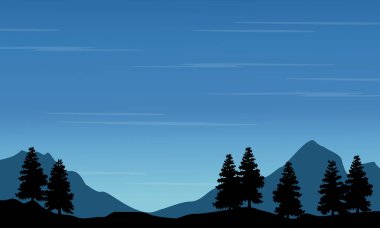 Dağ manzarası ile Ladin silüeti