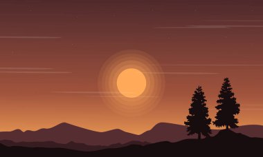 Hill günbatımı siluetleri adlı peyzaj