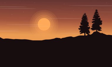 Tree hill manzara üzerinde silüeti