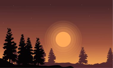 Gün batımında Ladin sahne siluet