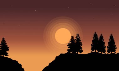 Ağaç hill peyzaj silüeti