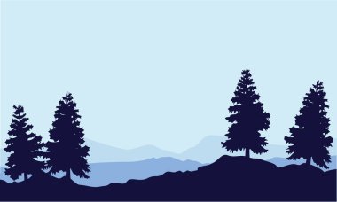 Ağaç Ladin hill manzara siluet