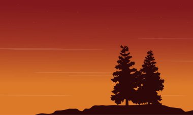 Ağaç stil peyzaj silüeti